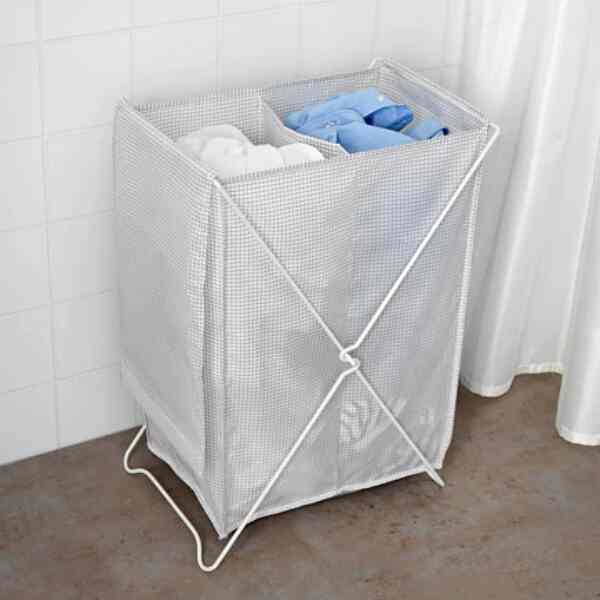 TORKIS, Keranjang laundry, putih/abu-abu, 90L