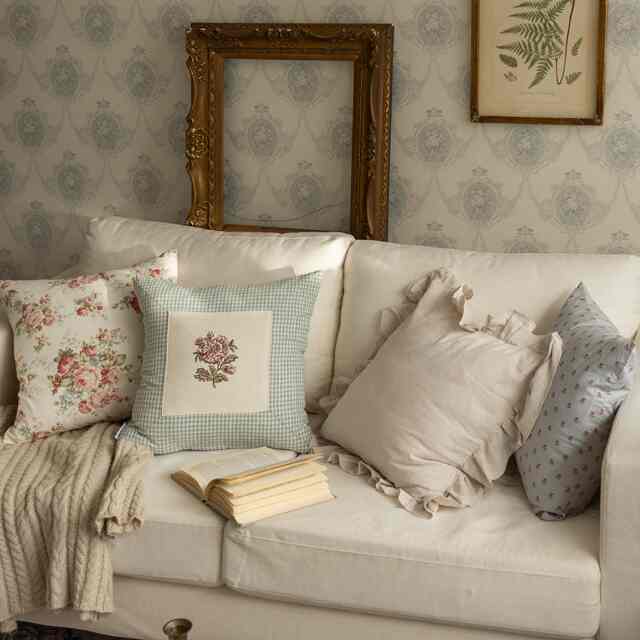 フレンチフラワークッションカバー