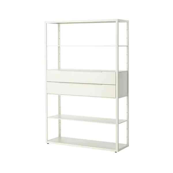 FJÄLKINGE Unit rak dengan laci, putih, 118x35x193 cm