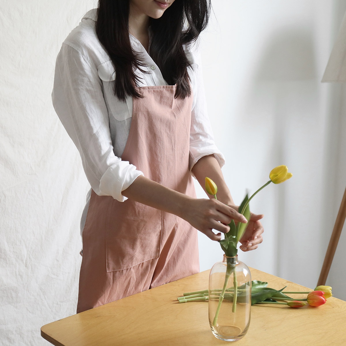 벨라이프 베이직 워싱면 원피스 앞치마 4colors