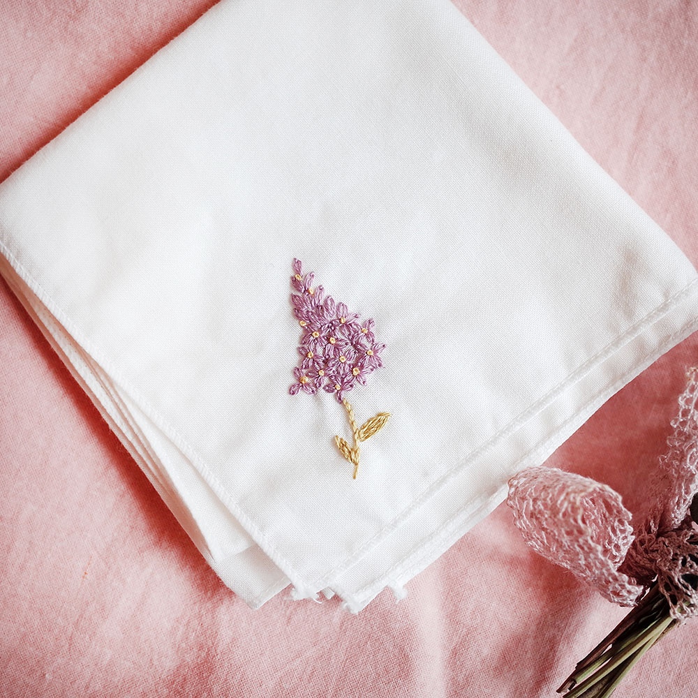 이본느모건 프랑스자수 손수건 DIY 키트 - 라일락 손수건/파우치