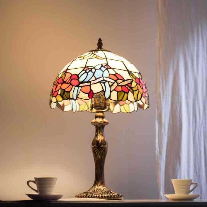 ステンドグラス スタンドライト 青い鳥