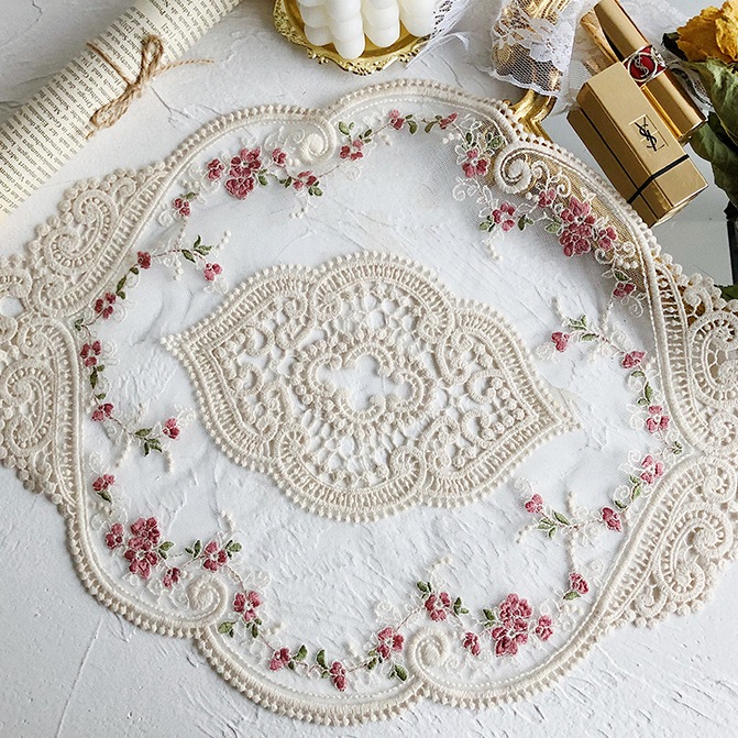 JINSIM DESIGN サイド フラワー レース ランチョンマット | キッチン