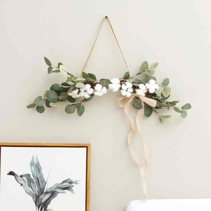 綿花 ユーカリス 造花 ガーランド