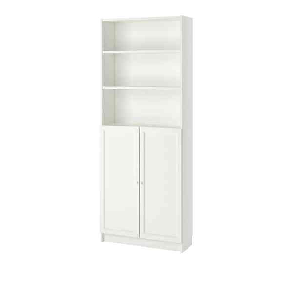BILLY / OXBERG - Lemari buku dg panel/pintu kaca, putih, 80x30x202 cm