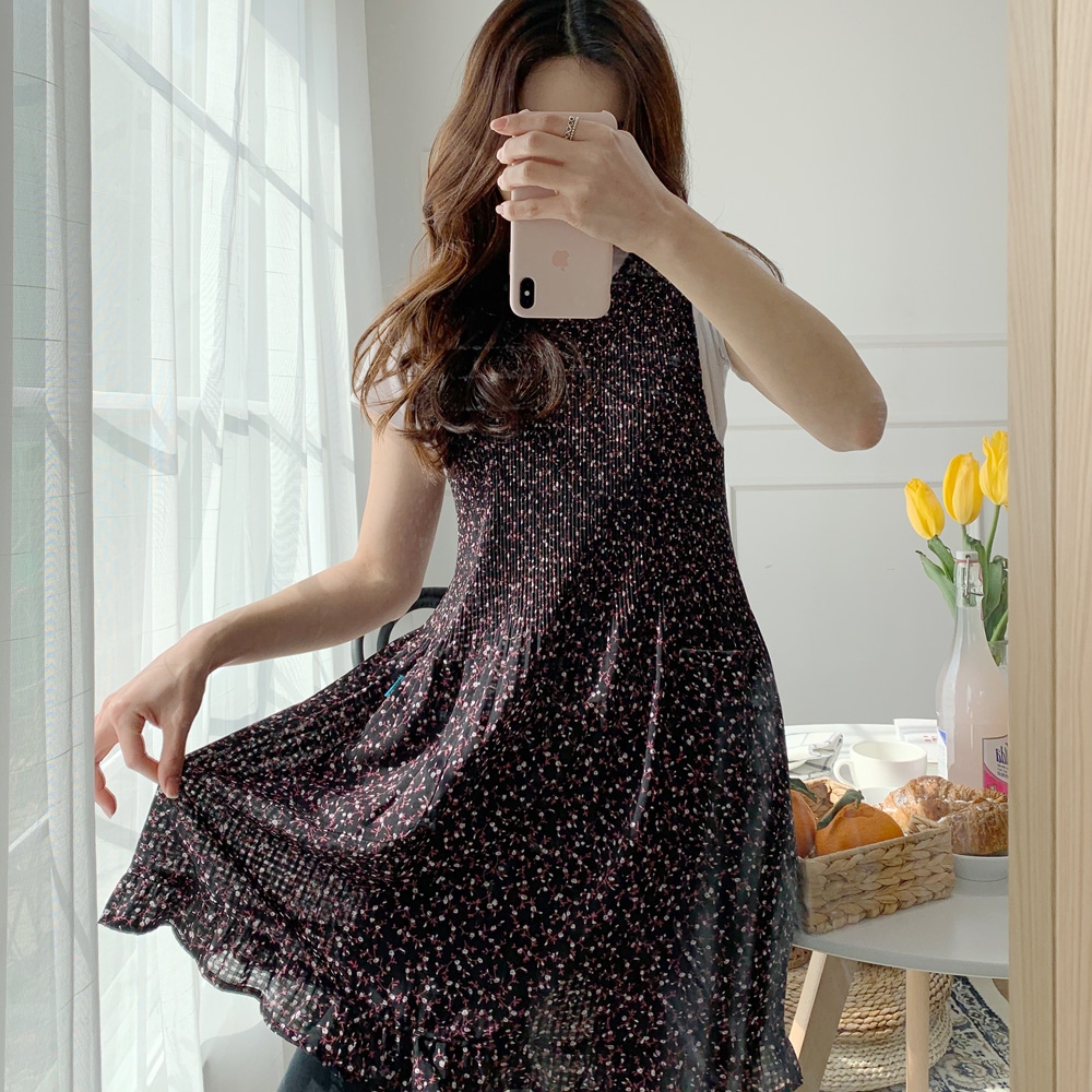 한스갤러리 쉬폰 물망초 원피스 앞치마 (2color)
