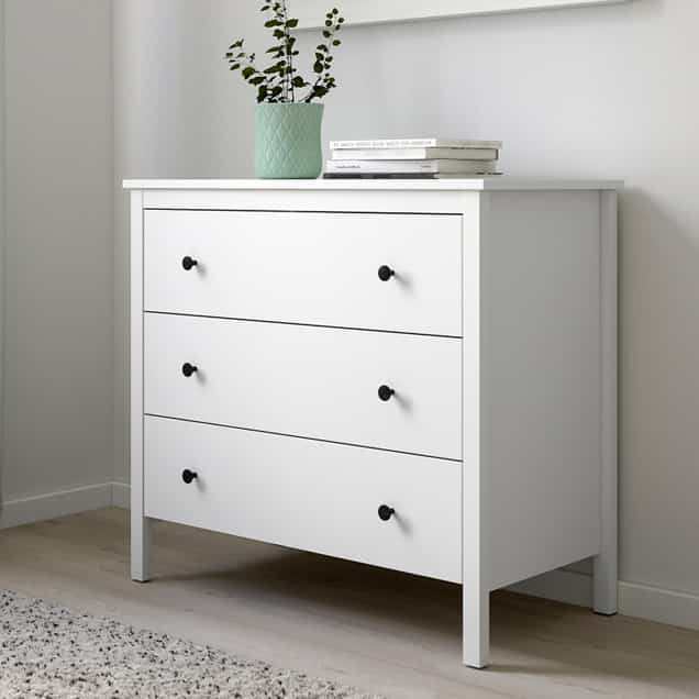 KOPPANG, Lemari 3 laci, putih, 90x83 cm