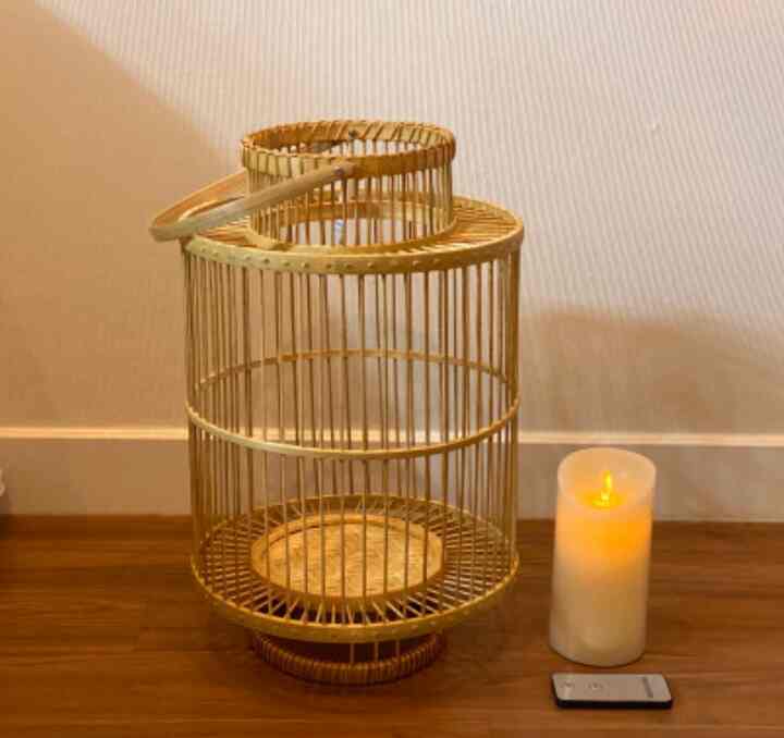 ラタン キャンドルホルダー リモコン付