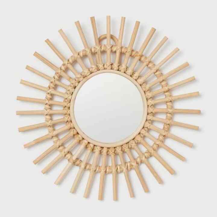 ラタンフレームミラー S