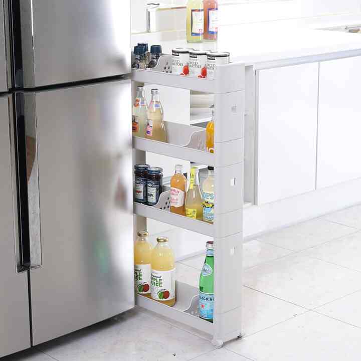 隙間収納 スリムワゴン 4段 幅13cm［3色］