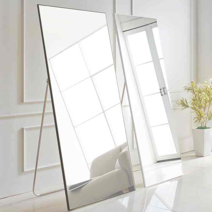 シースルー ワイド大型全身鏡［2色］(スタンド/壁掛け)
