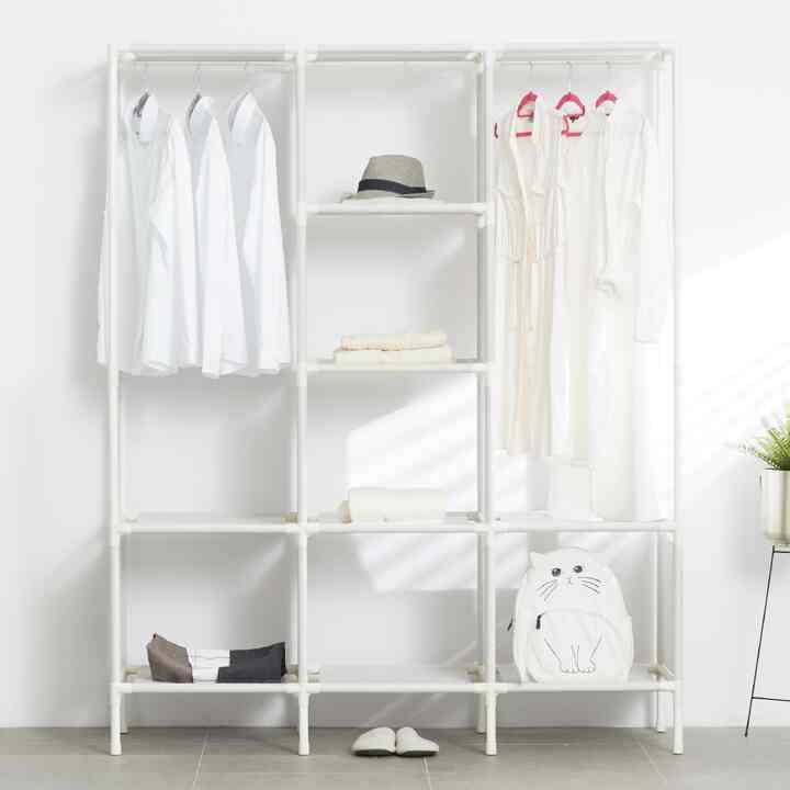 ボルトなし ドレスルーム 組み立て式 トリプルハンガー