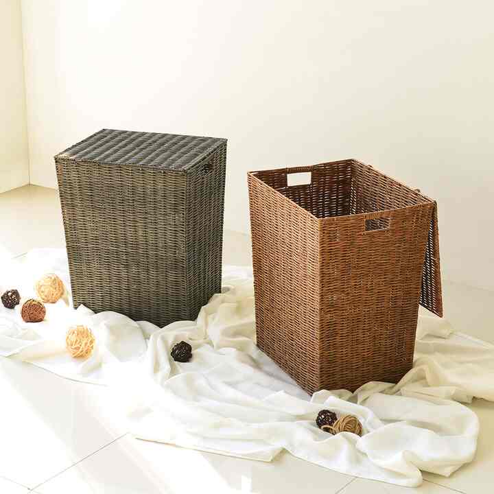 ラタンバスケット［3色］