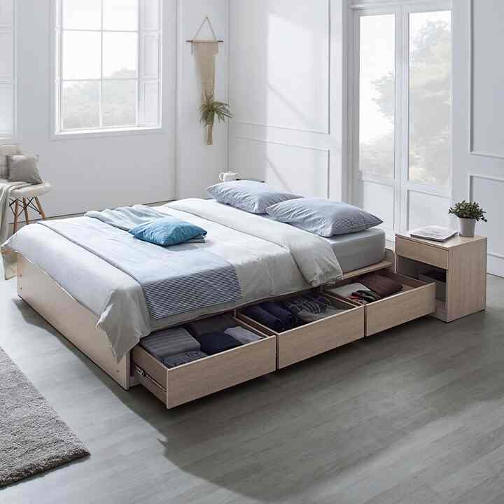 ヘッドボードなし 収納付きベッド＆マットレスセット