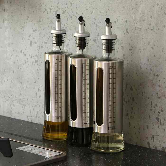 耐熱ガラス＆ステンレス 調味料ボトル 500ml