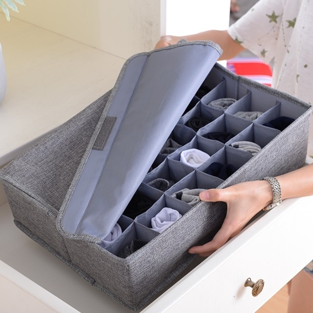 THE살림앤코 패브릭 접이식 덮개형 속옷 양말 정리함 30칸 - 최저가 8,910원