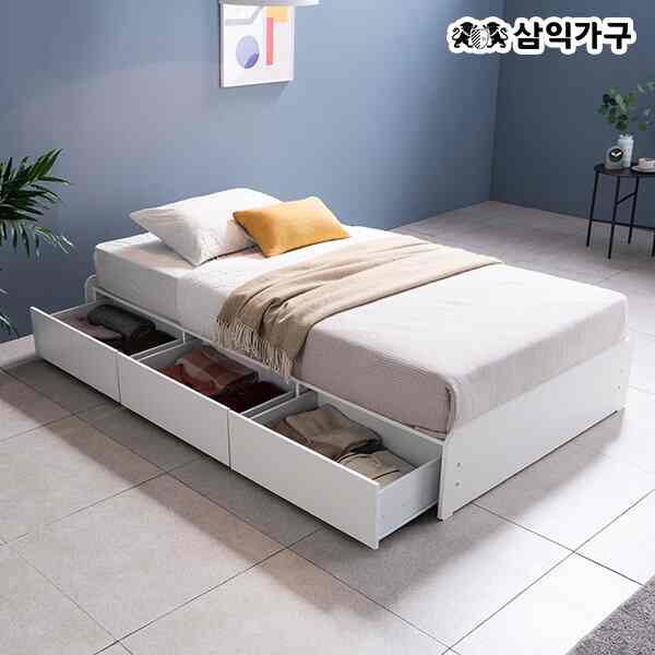 Peter ヘッドレス 大型引き出し 3段収納ベッド［2色・2サイズ］