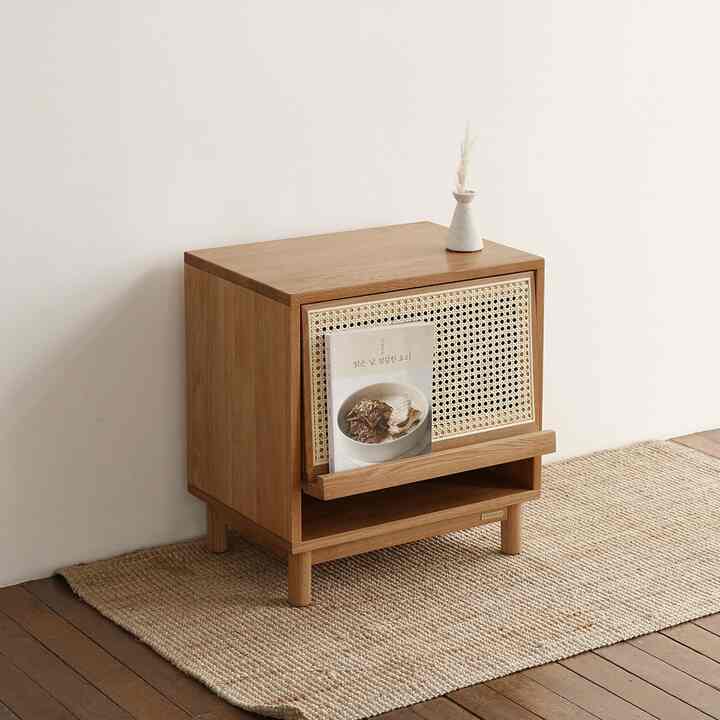 ケーン・オーク マガジンラック (ラタン・収納棚)