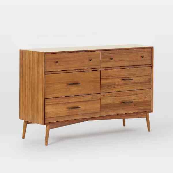 Mid-Century 6-Drawer Kids Dresser (56") (5 colors)