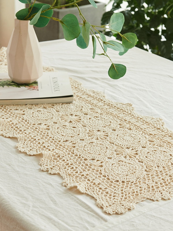 꾸미까 빈티지 플라워 크로쉐 테이블러너(2size)