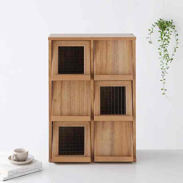 FILMONミニ収納ラック 扉付き6扉 縦長 組立式［3色］