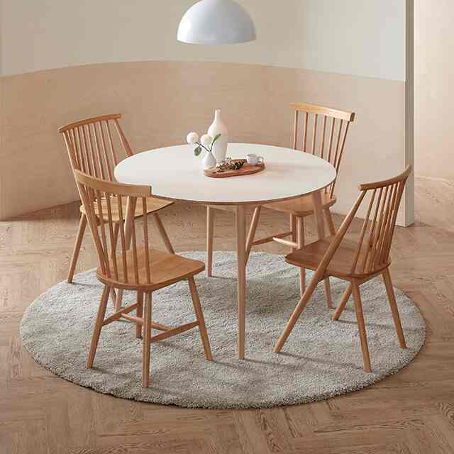 HPM 天然木 ラウンドテーブル ホワイト［4サイズ］