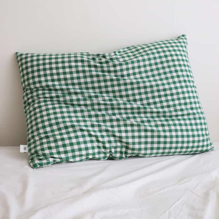 Green check pillow cover