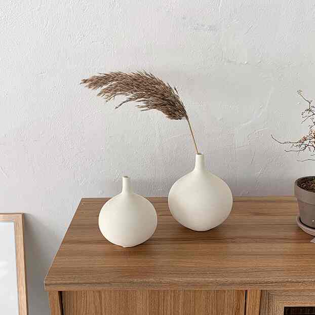 クリーム セラミック フラワーベース［2サイズ］