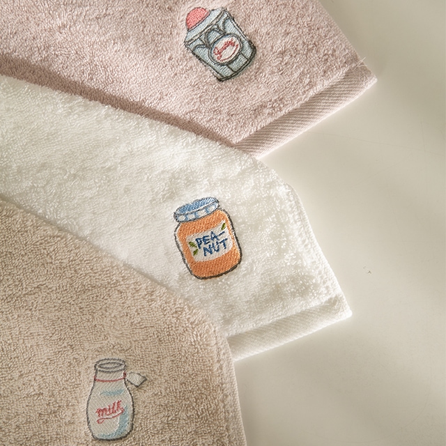 데코뷰 키친 드로잉 자수 핸드타올 고리수건 2types 3colors