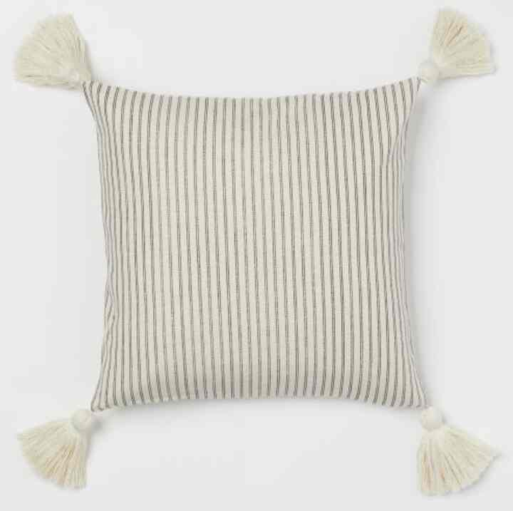 タッセルクッションカバー ナチュラルホワイト