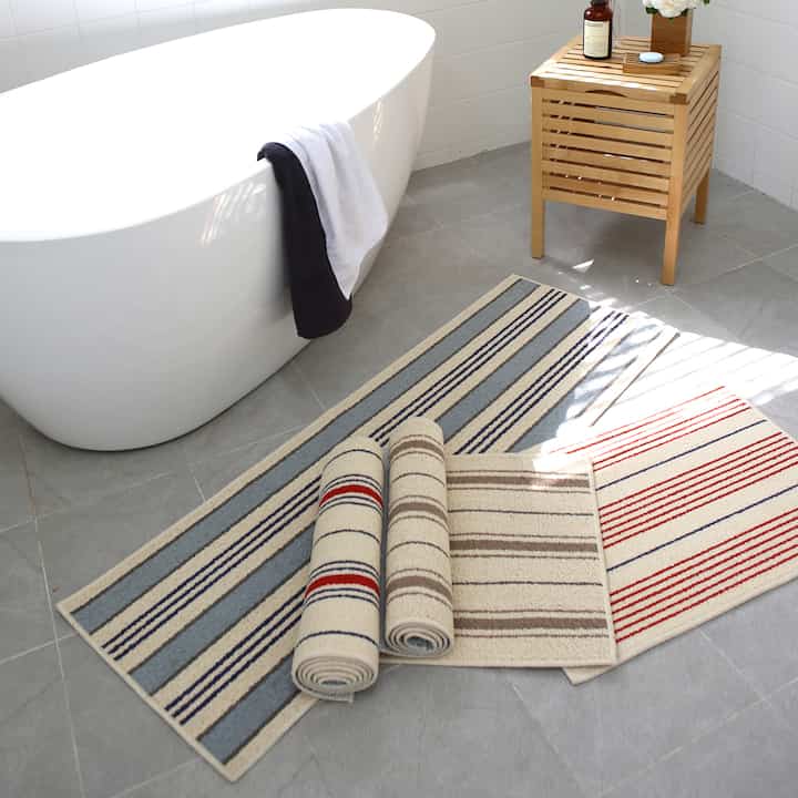 コットン先染め ST バスマット 2種セット［4色・2サイズ］