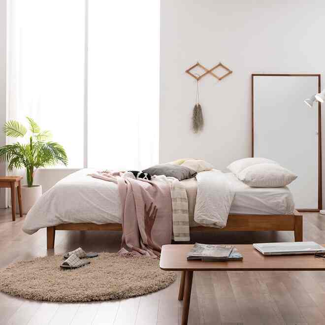 hannah 原木ローベッドフレーム［2サイズ］