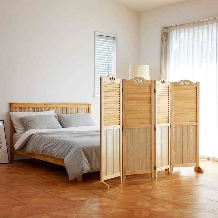 ハーフ・ギャラリー ウッド4段 折りたたみ式パーテーション［2色］