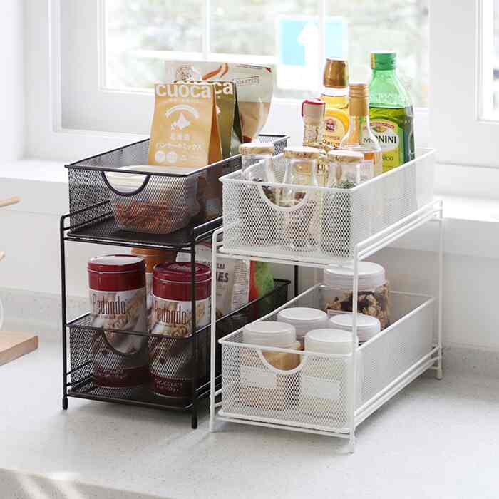 スライド式 2段 キッチンラック 【2colors】