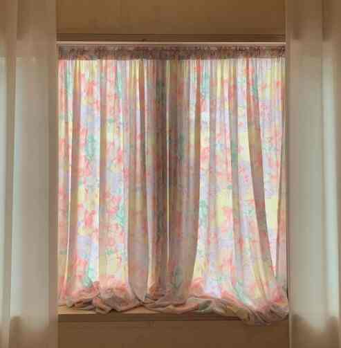 peach lemon floral カーテン
