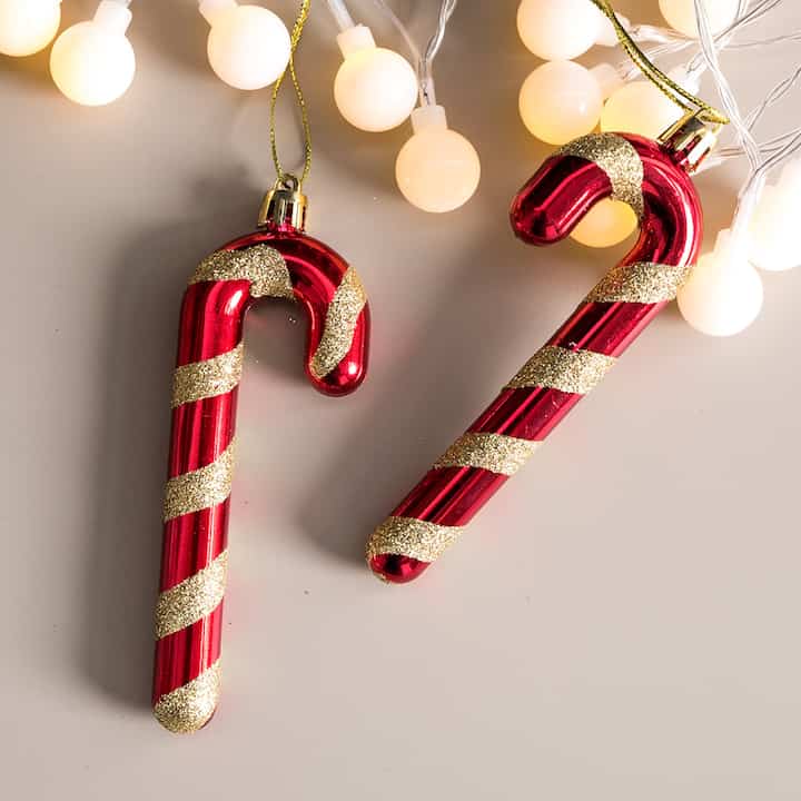 キャンディケイン オーナメント 12cm 2個セット［2色］