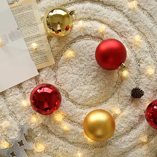 クリスマスオーナメント ミックス 80mm 6個セット［3色］