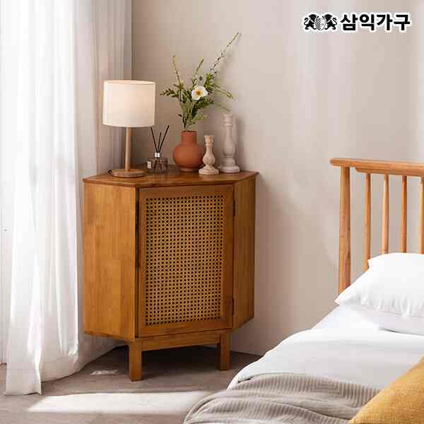 SALLY ラタン原木コーナー収納棚