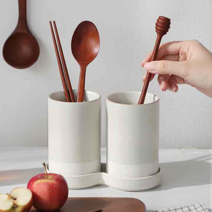 table d'hote カラーチップ 2口 水切りカトラリースタンド［3色］