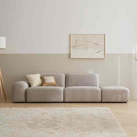 モア モジュール型 ファブリックソファ 4人掛け オープンタイプ［2色］