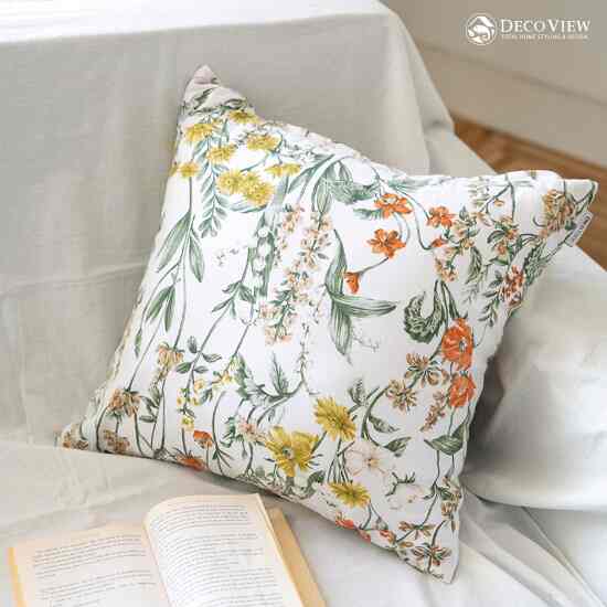 ナチュラルフラワークッションカバー