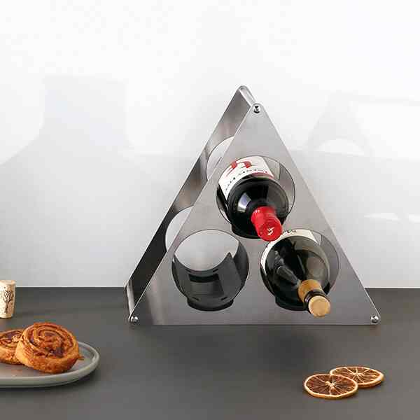  PARA スチール製シルバーワインラック 3本