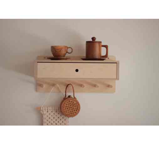 壁掛けシェルフ フック付き［4種］