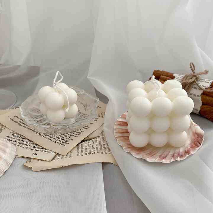 バブルキューブ オブジェ ピラーキャンドル セット