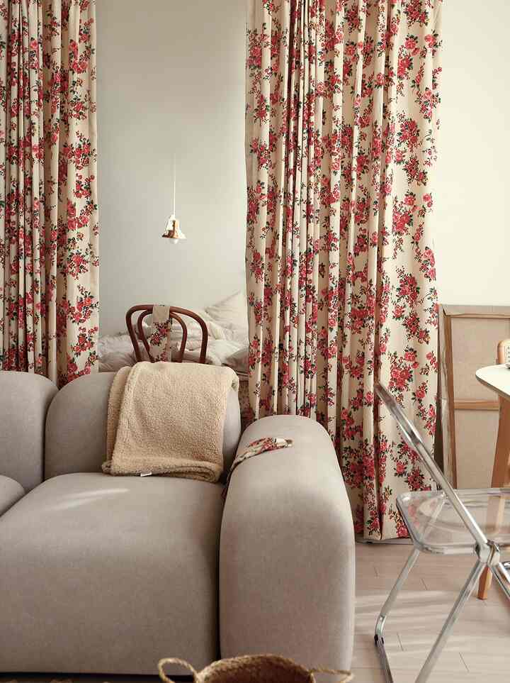 ヴィンテージ ベージュ シフォン カーテン