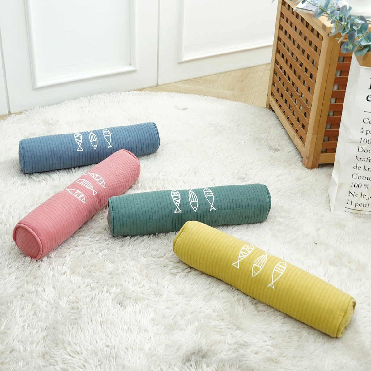 휴잠 피그먼트 물고기 원목 경추메밀베개 편백베개 4colors