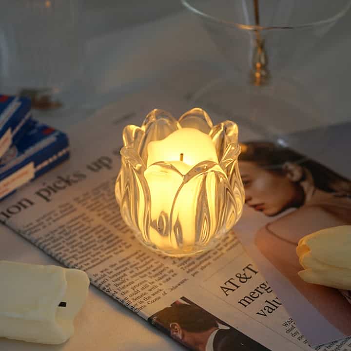 チューリップ ガラス キャンドルホルダー