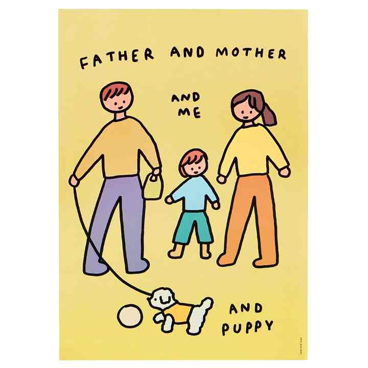 Family of three & Puppy ポスター