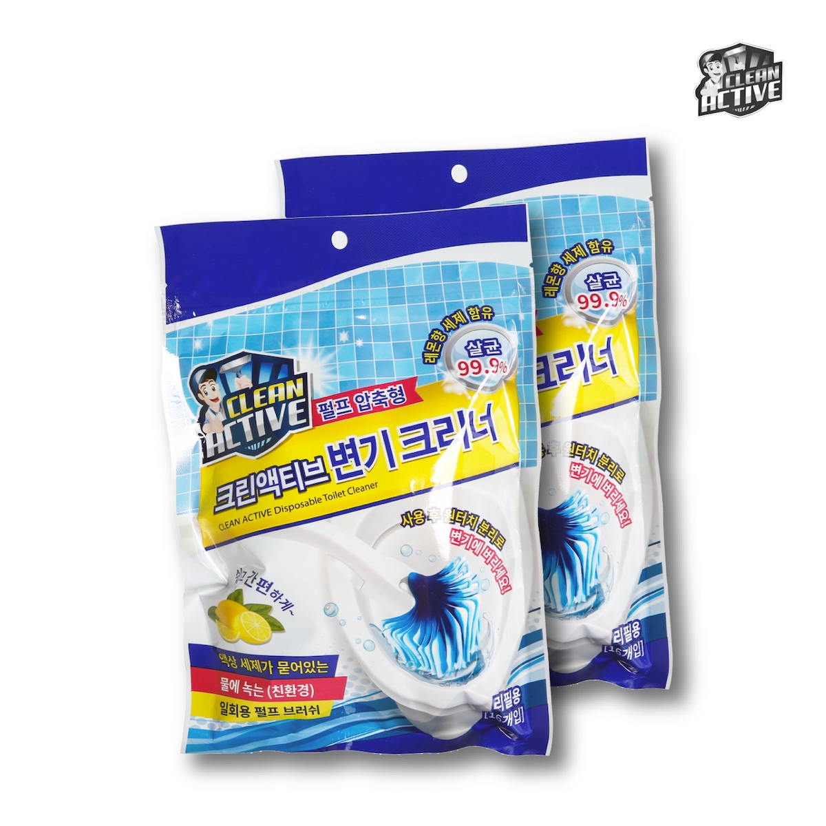 수누 크린액티브 변기크리너 리필브러시 16매x2팩(32매입)