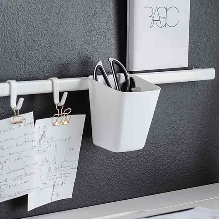 SUNNERSTA, Rel dengan 4 kait dan 2 wadah, putih